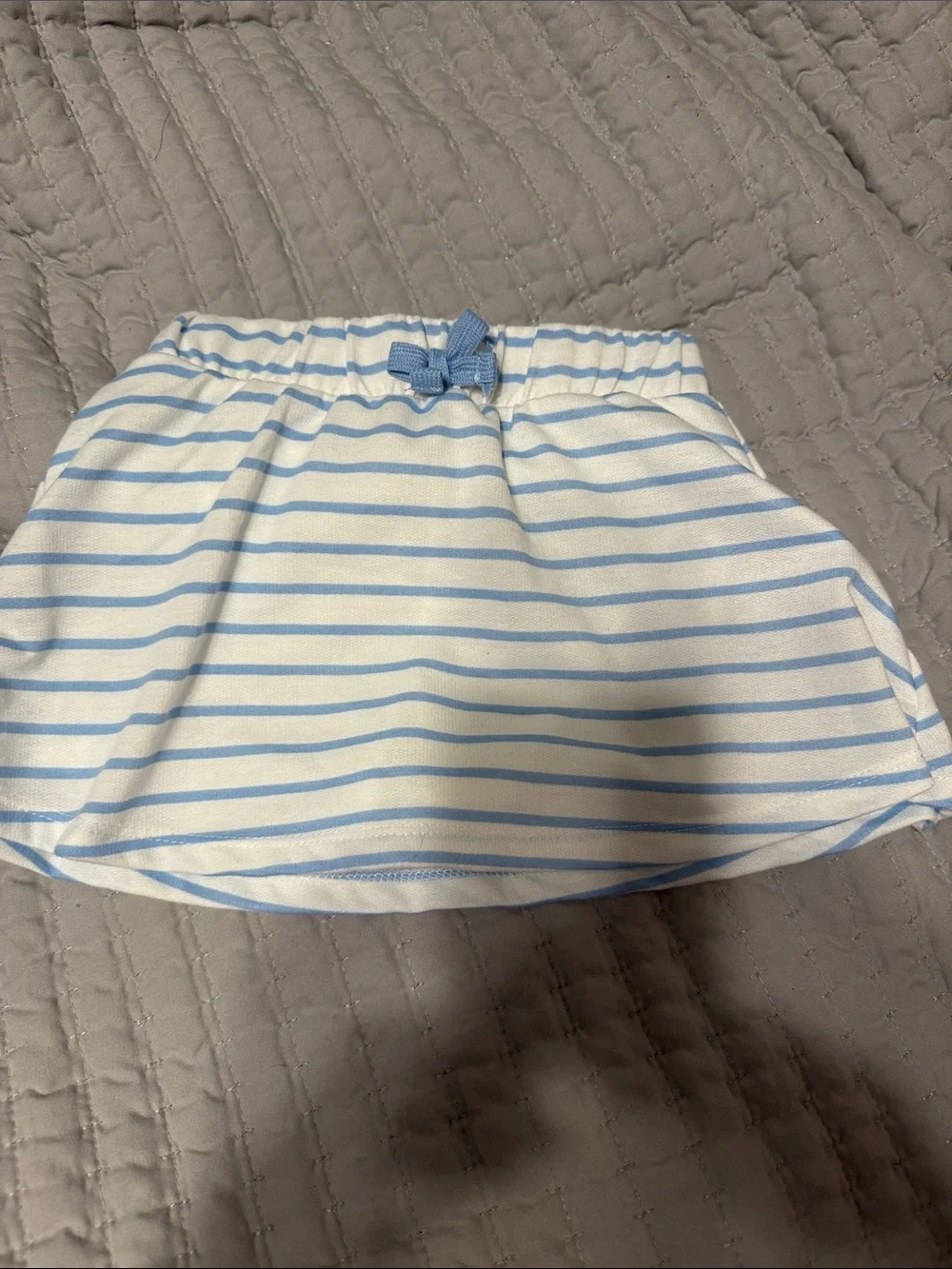 Derek Heart Blue and White Striped Two-Piece Set with Coral Graphic